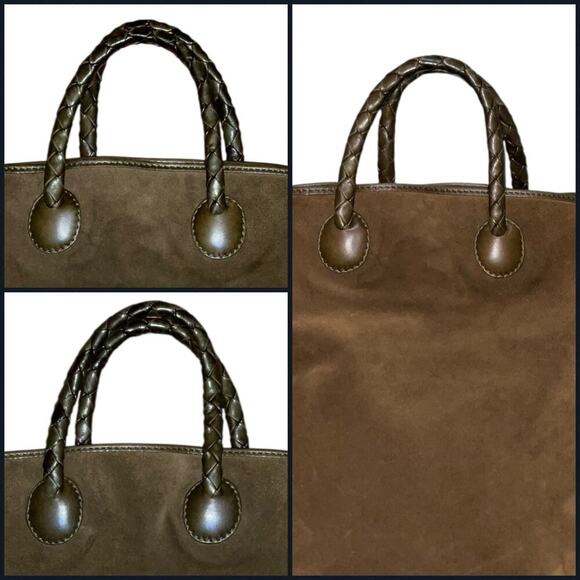Bottega Veneta Intrecciato Large Top Handle Bag Vintage Brown Suede - Picture 11 of 15